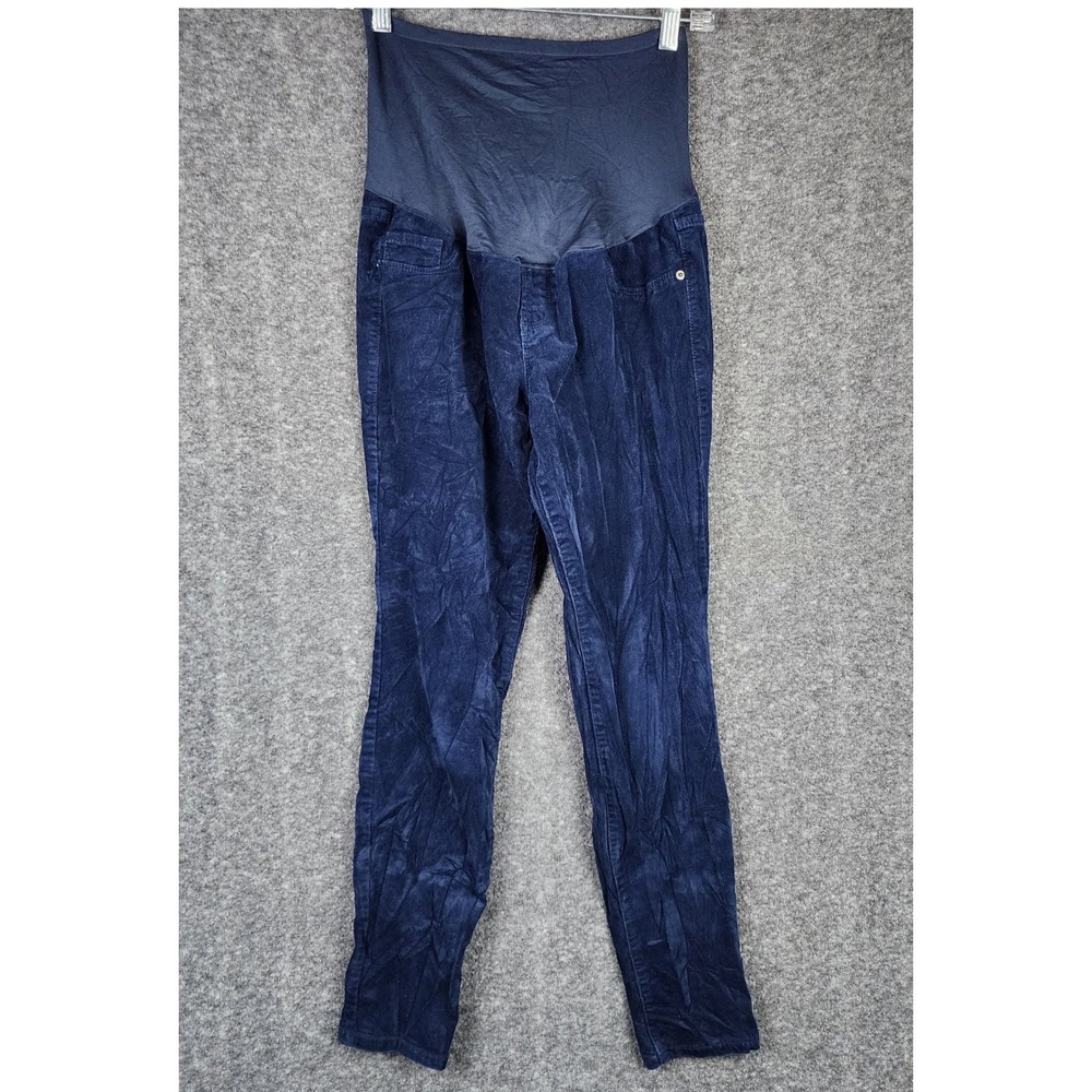 Old Navy Rockstar Maternity Pants Womens 4 Navy Blue Full Panel Corduroy Skinny